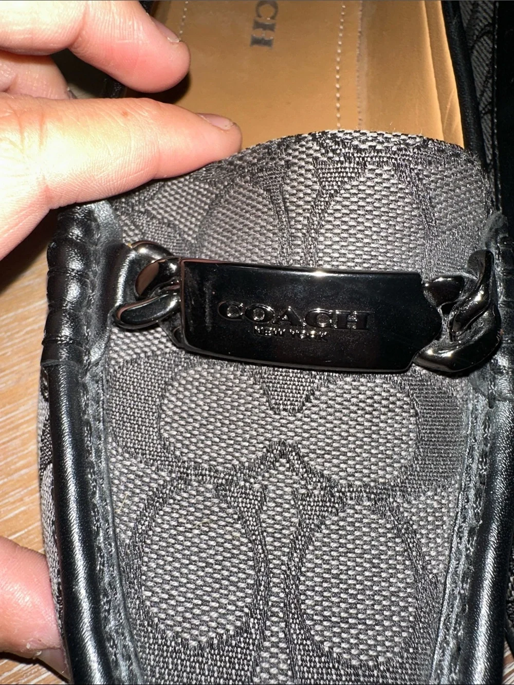 Coach Black Signature Canvas & Patent Loafers